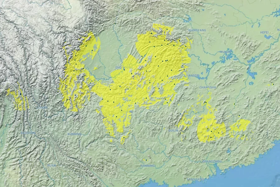 Deutzia setchuenensis Native Range
