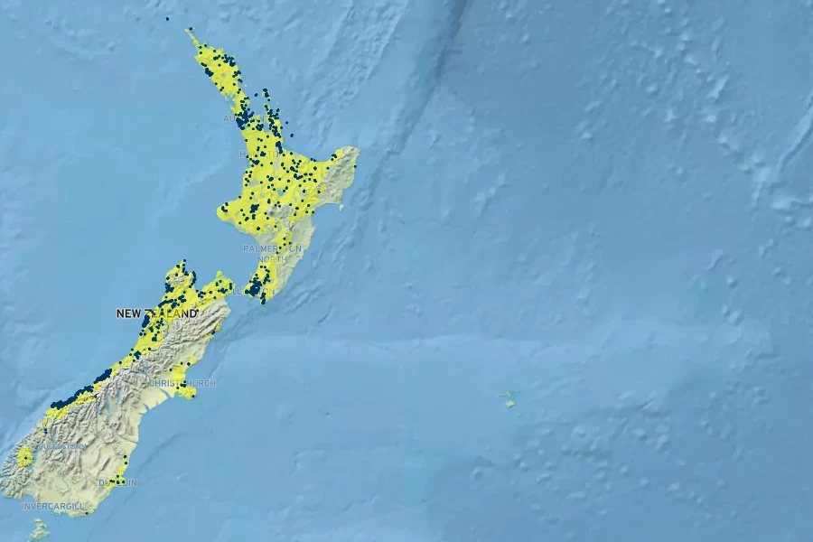 Dianella nigra Native Range
