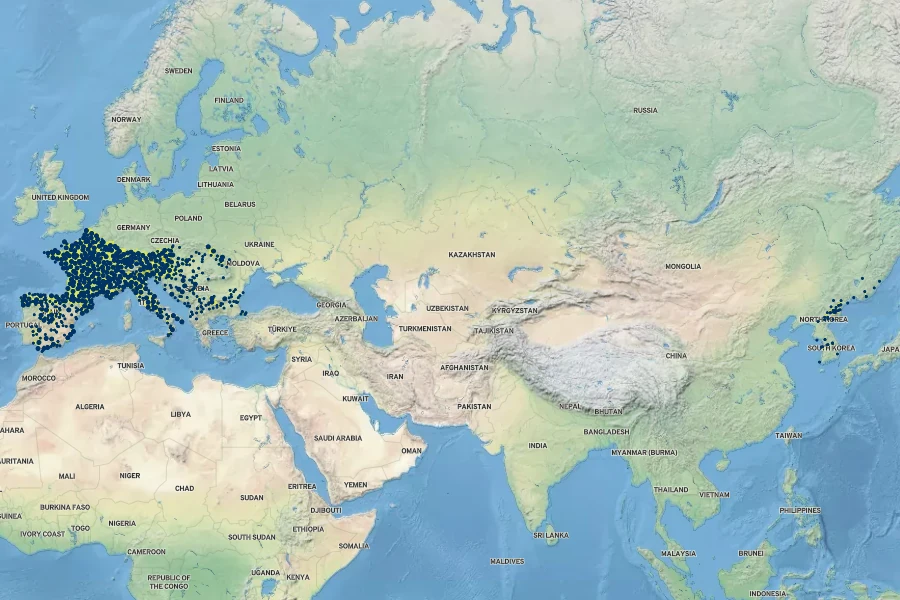 Dianthus barbatus Native Range