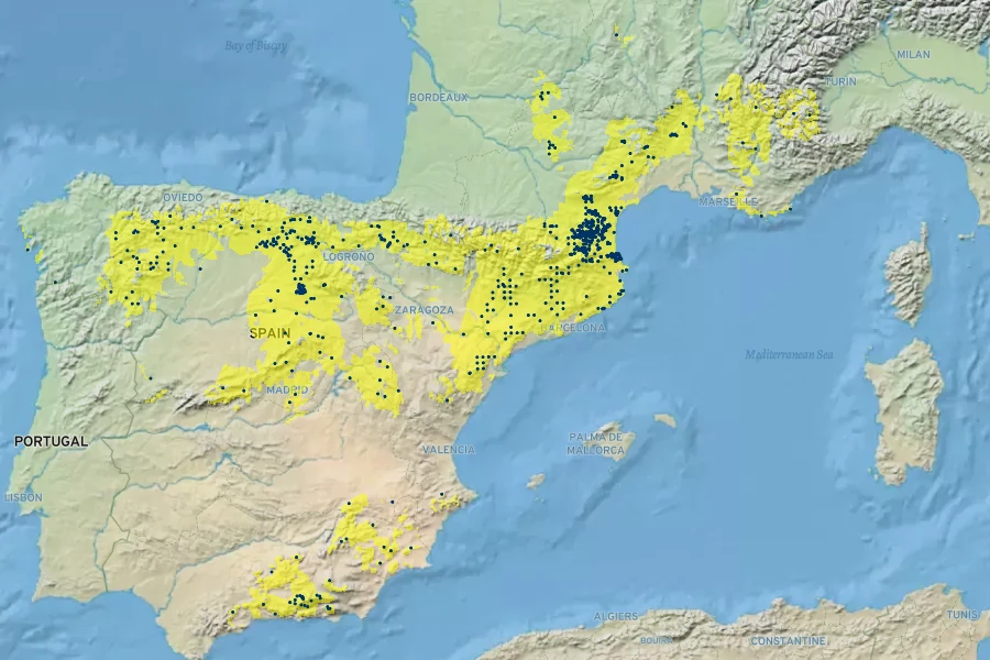 Dianthus pungens Native Range