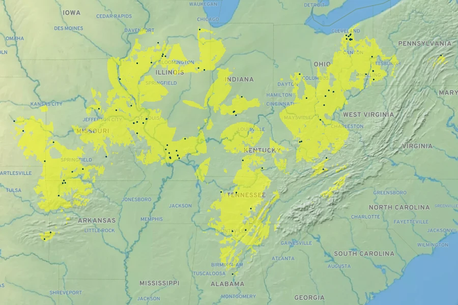 Diarrhena americana Native Range