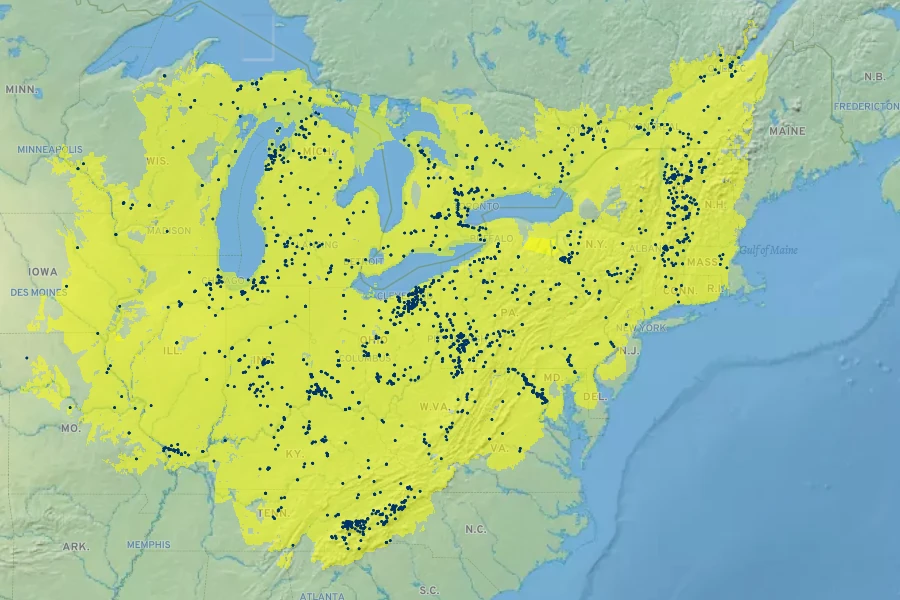 Dicentra canadensis Native Range