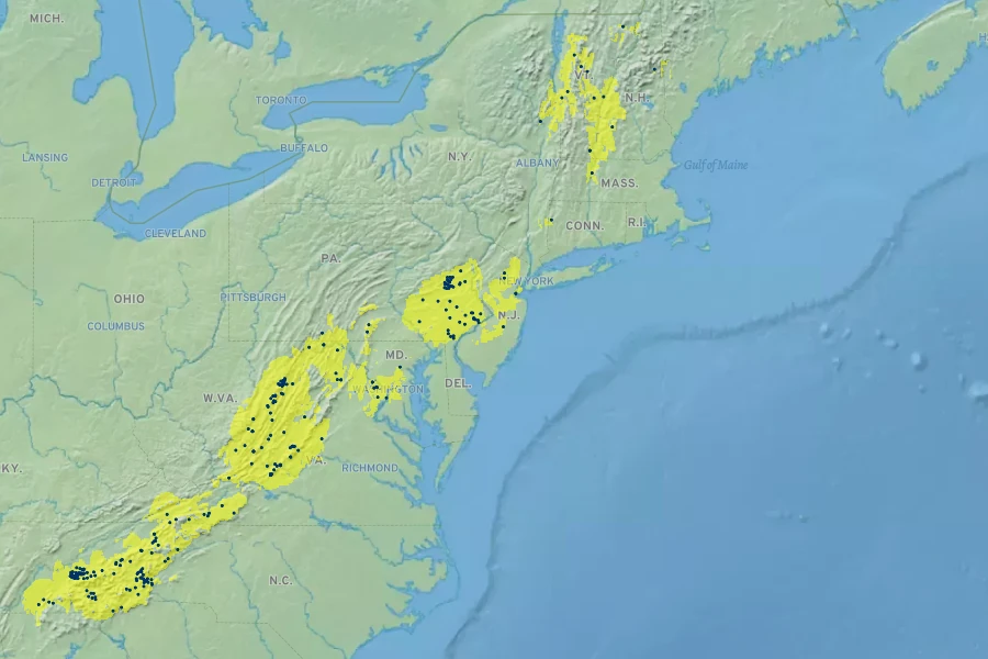 Dicentra eximia Native Range