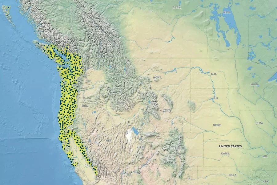 Dicentra formosa Native Range
