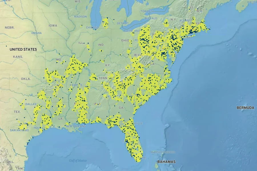 Dichanthelium dichotomum Native Range