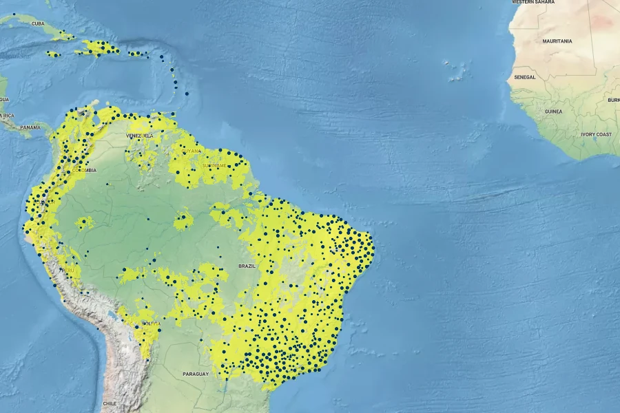Dieffenbachia seguine Native Range