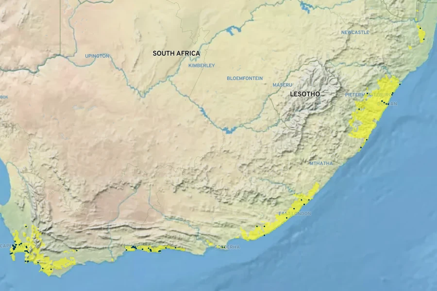 Dietes bicolor Native Range