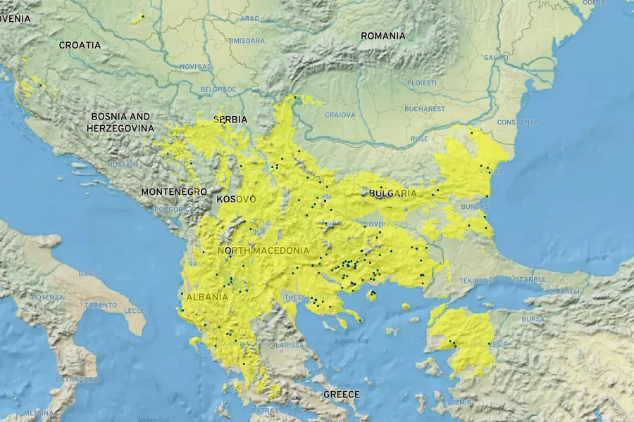 Digitalis lanata Native Range