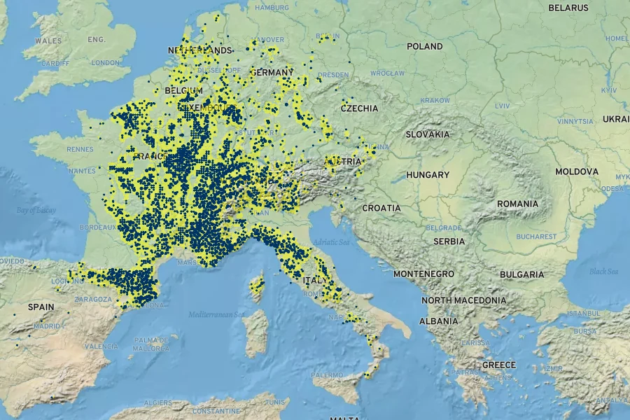 Digitalis lutea Native Range