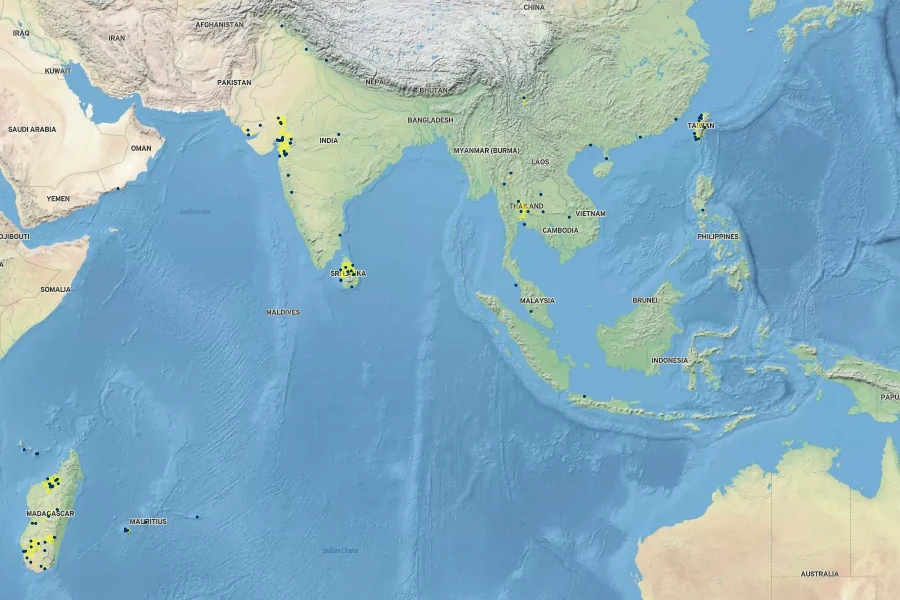 Digitaria bicornis Native Range