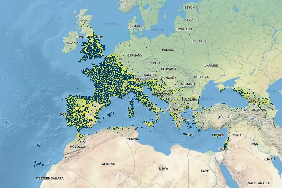 Dioscorea communis Native Range