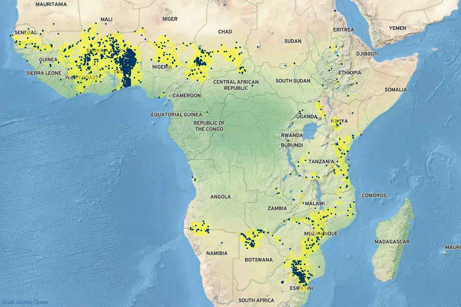 Diospyros mespiliformis Native Range