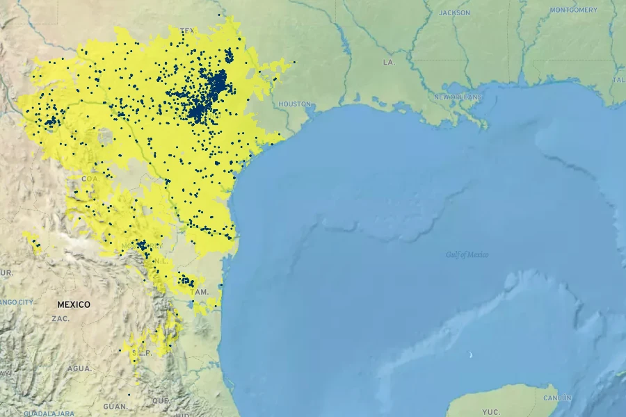 Diospyros texana Native Range