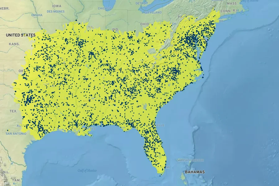 Diospyros virginiana Native Range