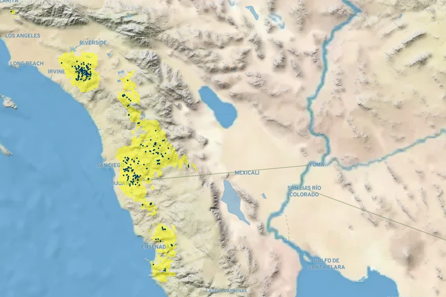 Diplacus clevelandii Native Range