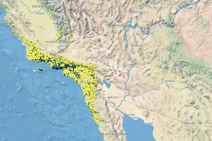 Diplacus longiflorus Native Range