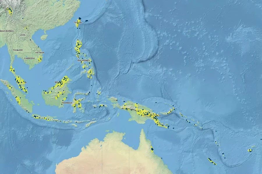 Dipteris conjugata Native Range