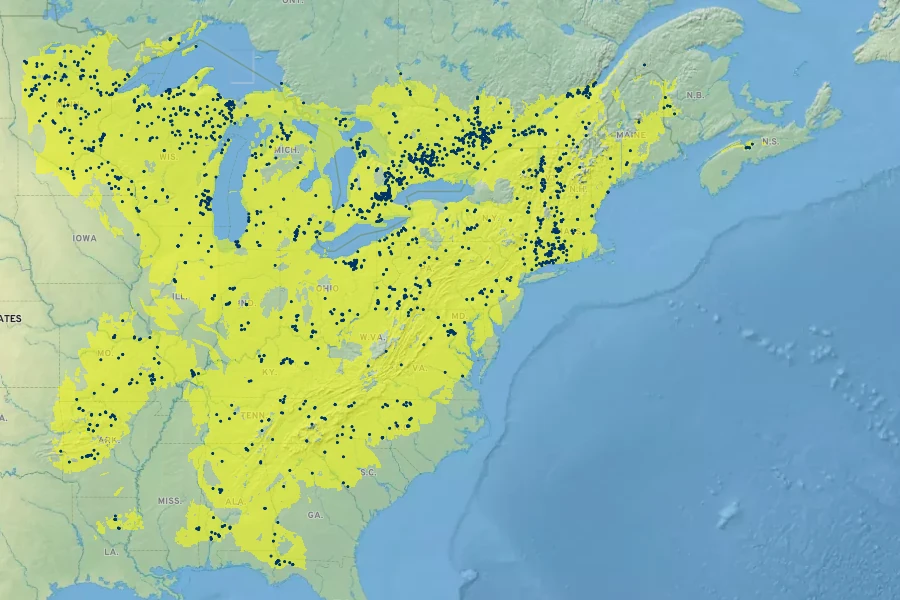 Dirca palustris Native Range