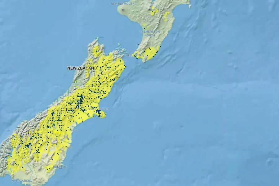 Discaria toumatou Native Range