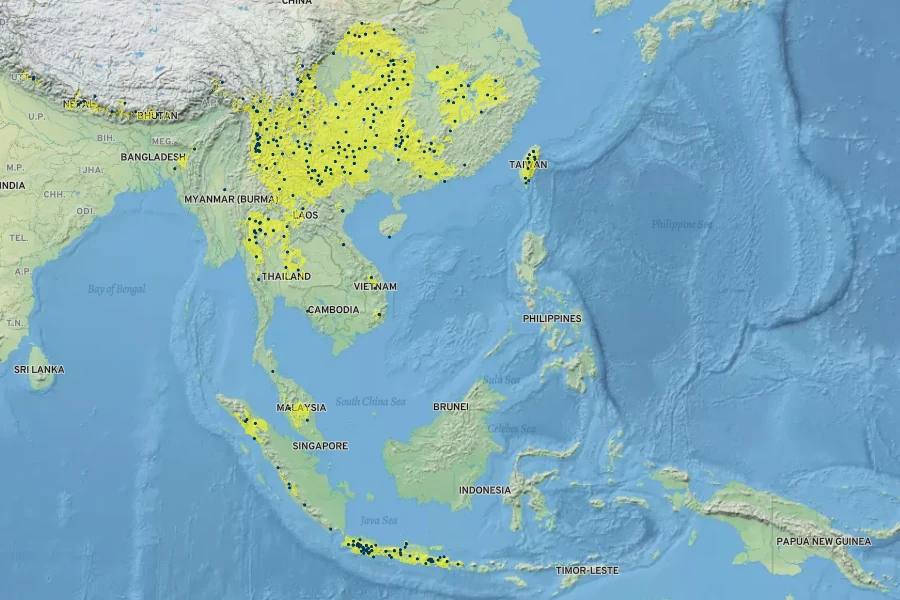 Disporum cantoniense Native Range