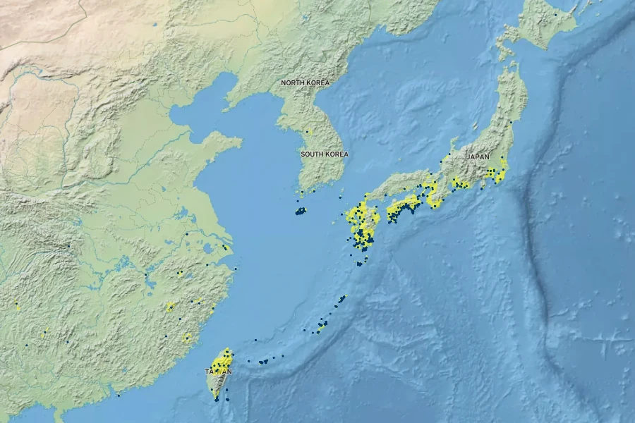 Distylium racemosum Native Range