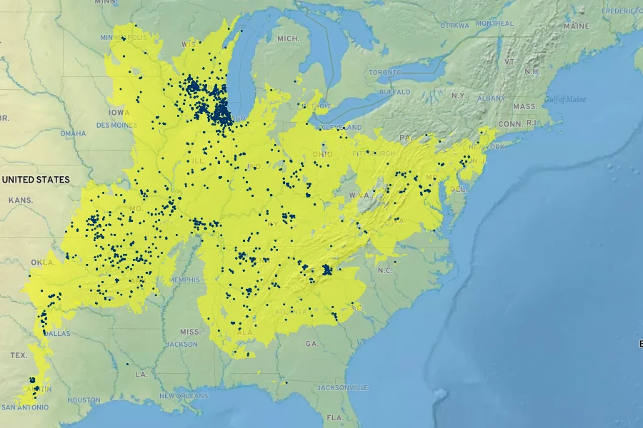 Dodecatheon meadia Native Range