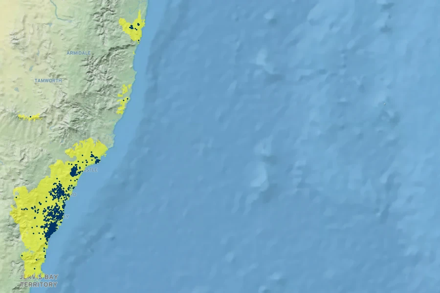 Doryanthes excelsa Native Range