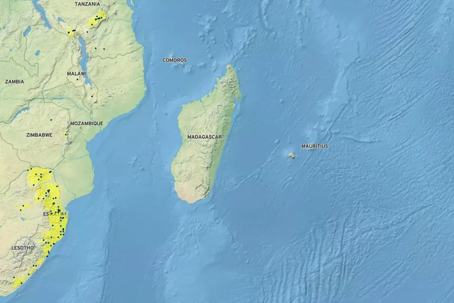 Dovyalis caffra Native Range
