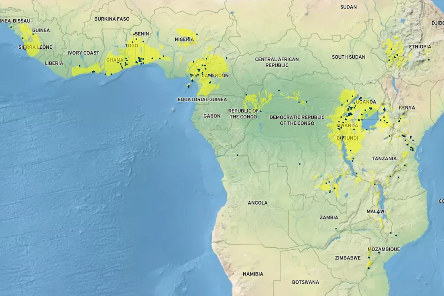 Dracaena fragrans Native Range