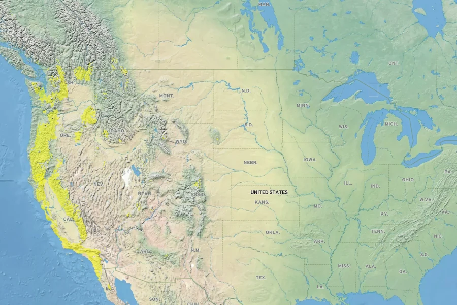 Drymocallis glandulosa var. glandulosa Native Range