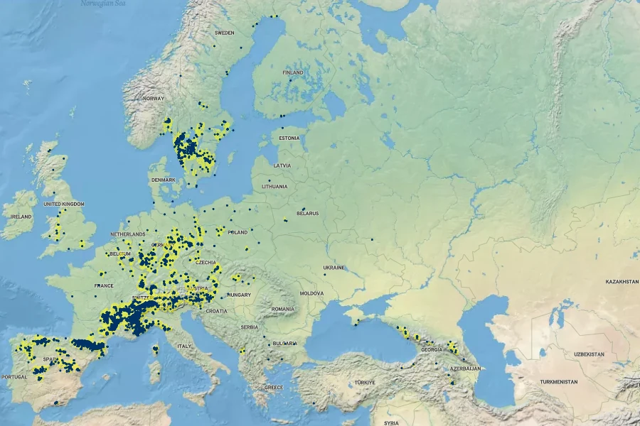 Drymocallis rupestris Native Range