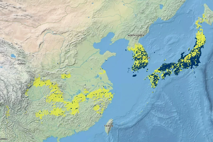 Dryopteris bissetiana Native Range