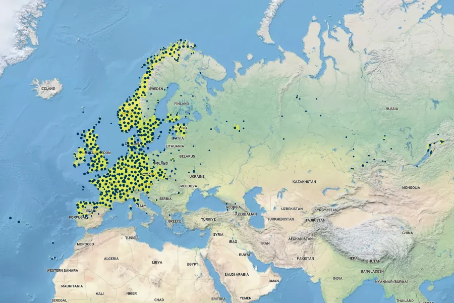 Dryopteris dilatata Native Range