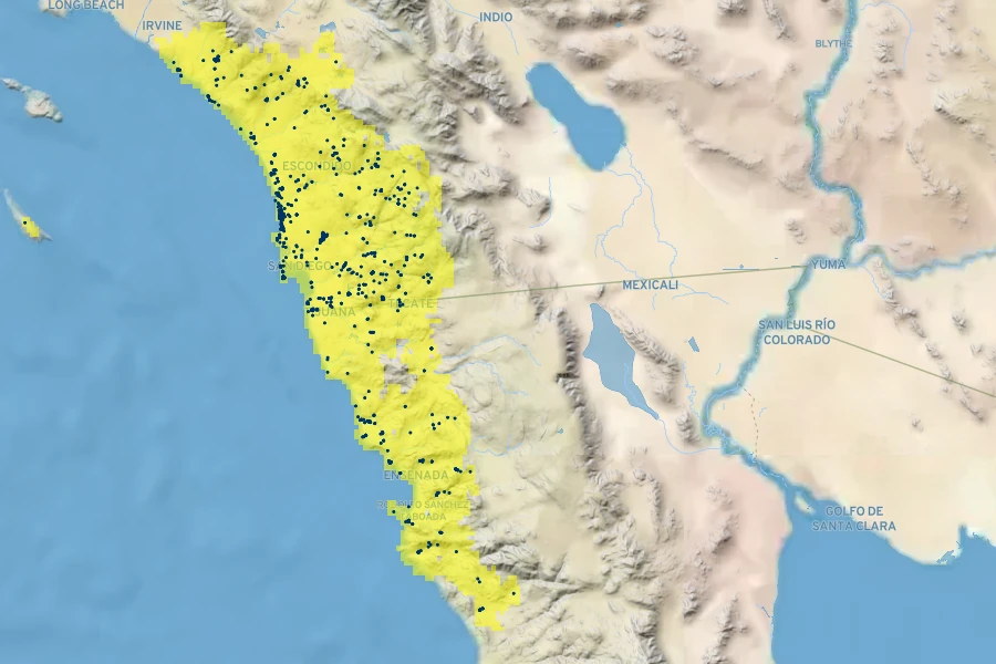 Dudleya edulis Native Range