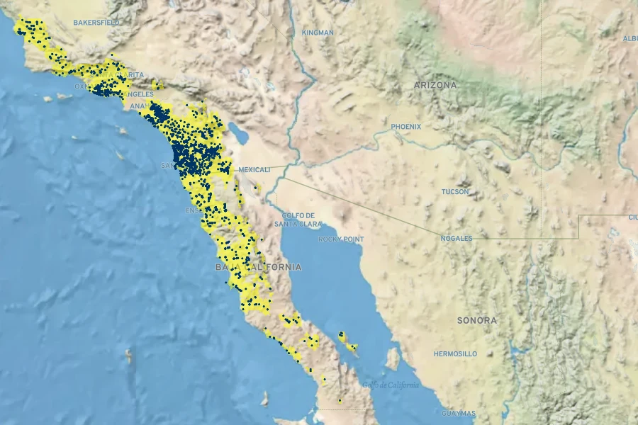 Dudleya pulverulenta Native Range