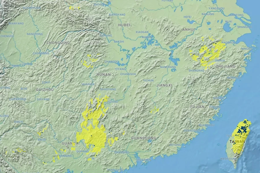 Dysosma pleiantha Native Range