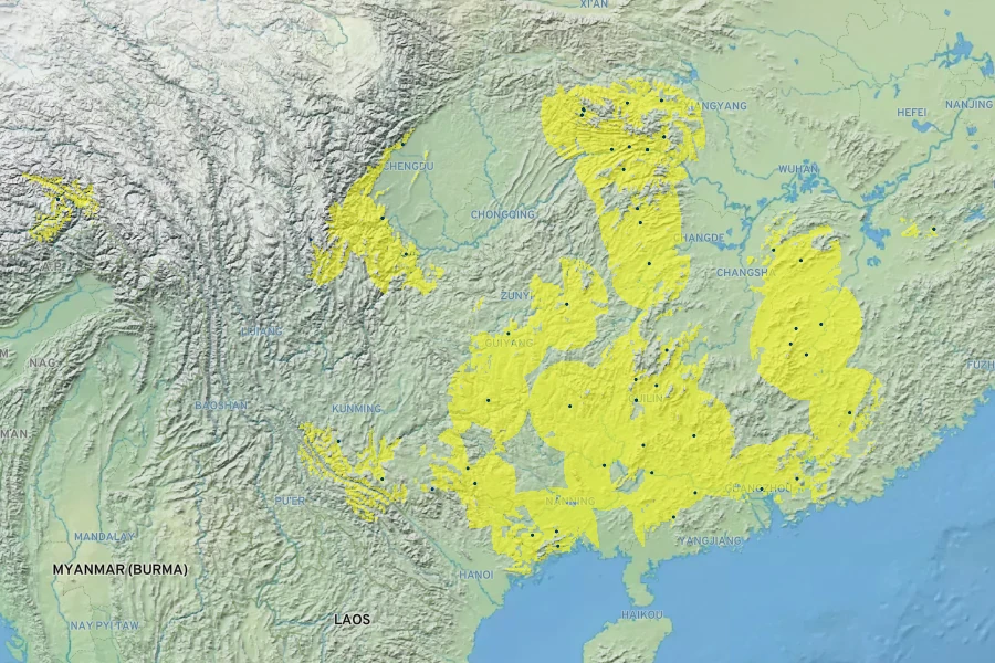 Dysosma versipellis Native Range
