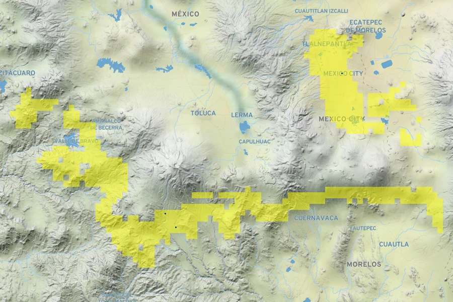 Echeveria grandiflora Native Range