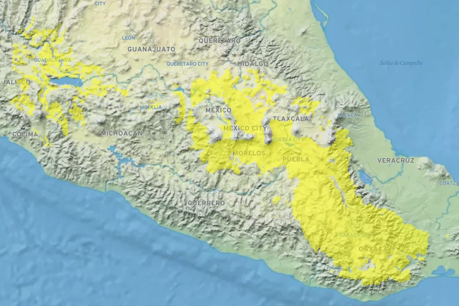 Echeveria nodulosa Native Range