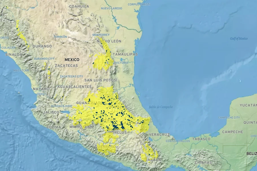 Echeveria secunda Native Range