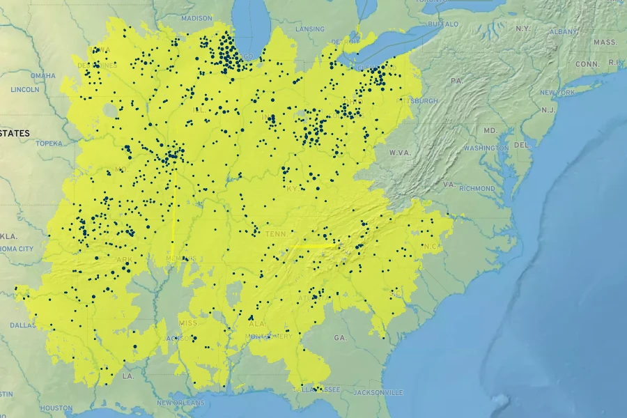 Echinacea purpurea Native Range