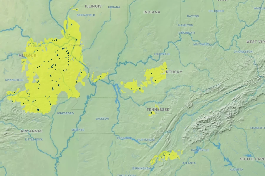Echinacea simulata Native Range