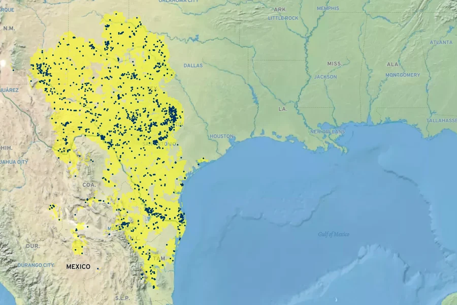 Echinocactus texensis Native Range