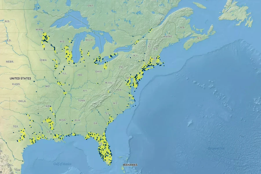 Echinochloa walteri Native Range