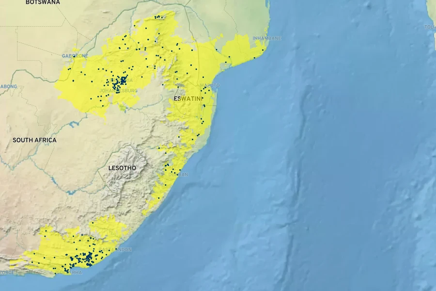 Ehretia rigida Native Range