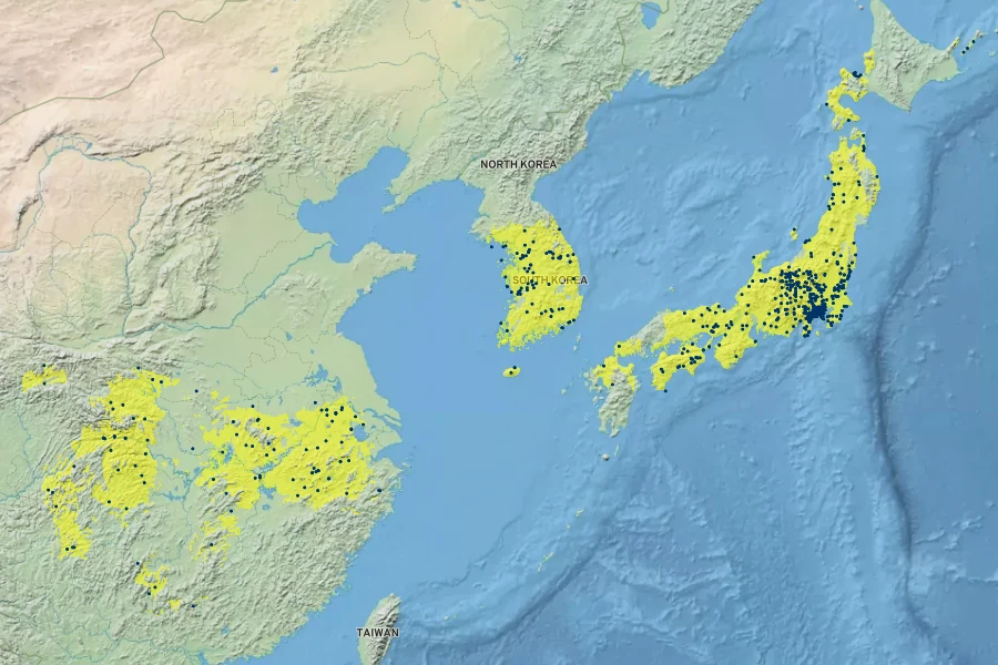 Elaeagnus multiflora Native Range