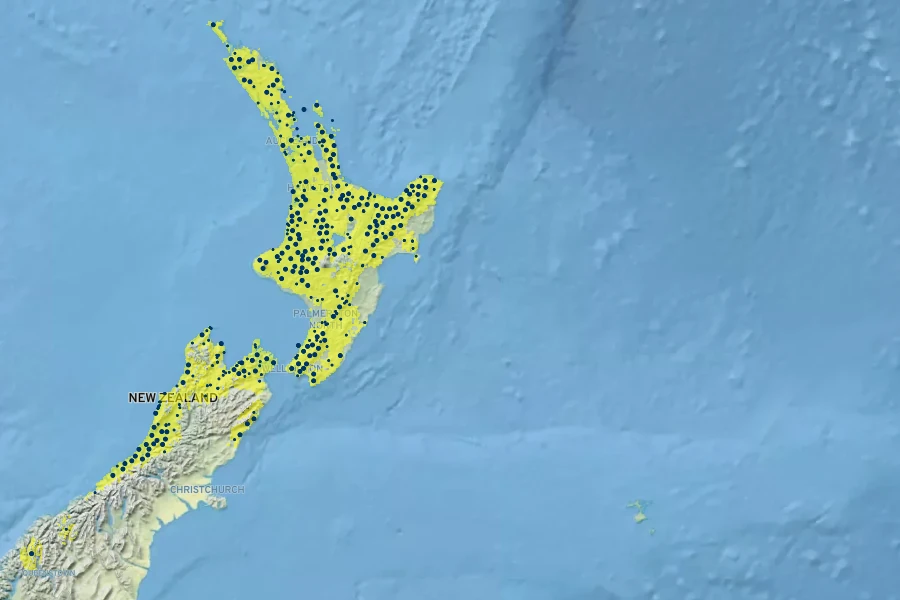 Elaeocarpus dentatus Native Range