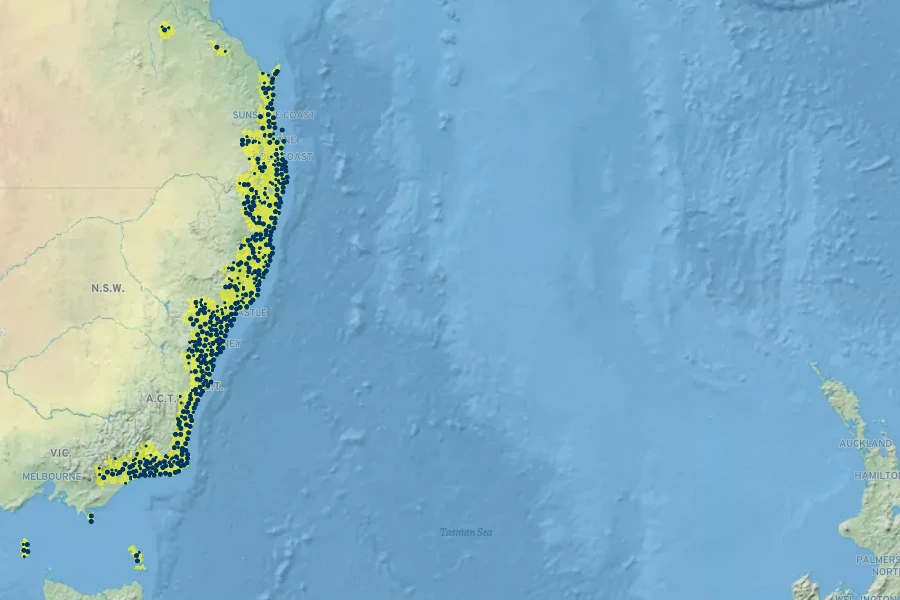 Elaeocarpus reticulatus Native Range