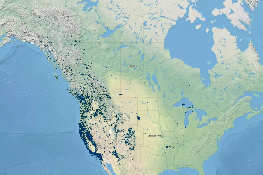 Elymus glaucus Native Range