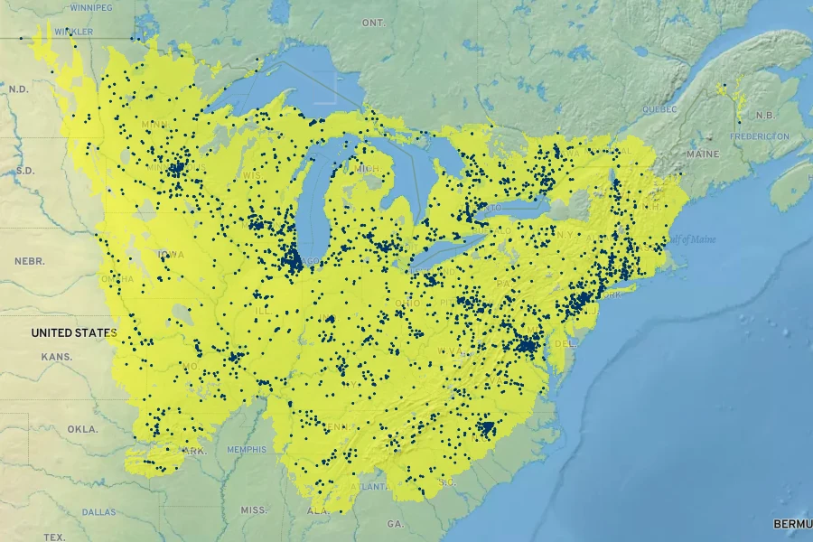 Elymus hystrix Native Range